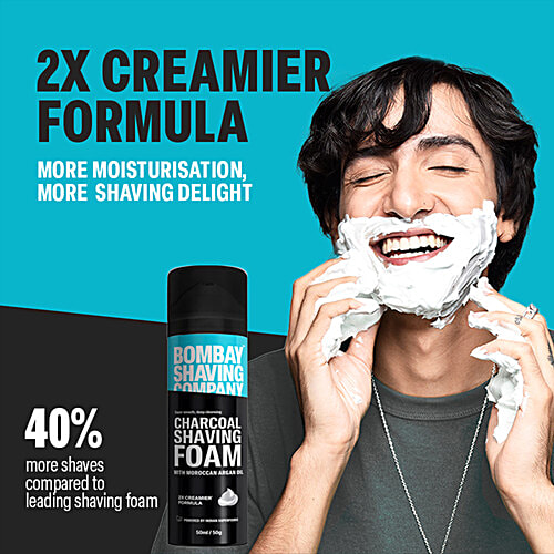 Bombay Shaving Company Bombay Shaving Co Charcoal Shaving Foam 50 gm with Activated Charcoal & Moroccan Argan Oil, 50 g  