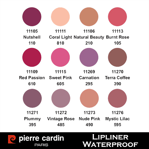 Pierre Cardin Paris Lipliner Pencil - Waterproof, Excellent Coverage, No Transfer, 0.4 g 110-Nutshell 