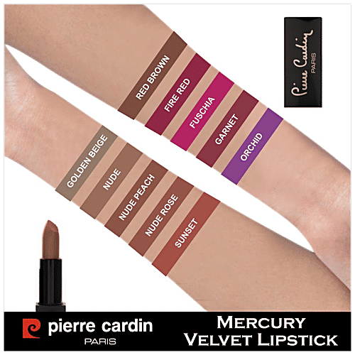 Pierre Cardin Paris Mercury Velvet Lipstick - Soft Formula, Long Lasting, Highly Pigmented, 4 g 162-Nude Peach