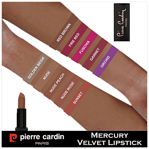 Pierre Cardin Paris Mercury Velvet Lipstick - Soft Formula, Long Lasting, Highly Pigmented, 4 g 162-Nude Peach