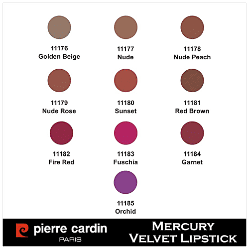 Pierre Cardin Paris Mercury Velvet Lipstick - Soft Formula, Long Lasting, Highly Pigmented, 4 g 162-Nude Peach