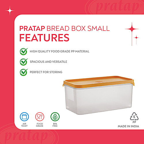 Pratap Half Time Bread Container - Small, High Quality Plastic, Assorted Colour Lid, Airtight, 2.62 L