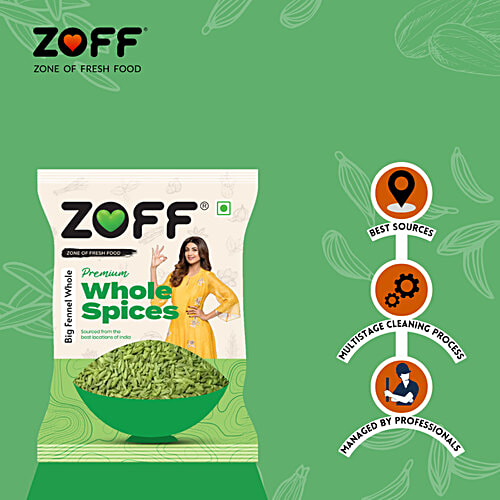 Zoff Big Fennel/Saunf, 50 g  No Preservatives or Added Colours