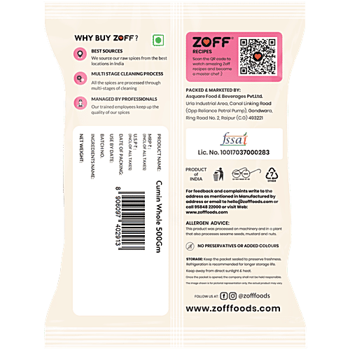 Zoff Cumin/Jeera/Jeerige, 500 g  No Preservatives & Added Colours