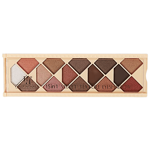 Half N Half 15 In 1 Velvet Texture Eyeshadow - Long-Lasting, Lightweight, Multicolour, 12 g Palette-02