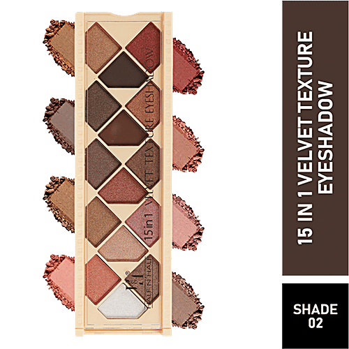 Half N Half 15 In 1 Velvet Texture Eyeshadow - Long-Lasting, Lightweight, Multicolour, 12 g Palette-02