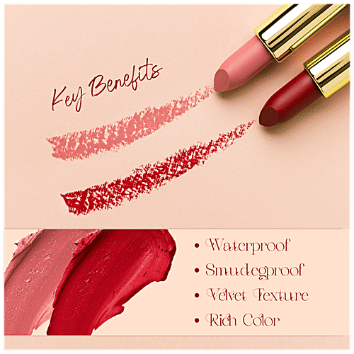 Half N Half My Color Velvet Texture Matte Lipstick - Long-Lasting, Lightweight, 3.8 g Velvet Maroon 