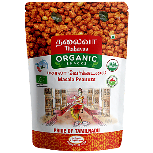 THALAIVAA ORGANIC SNACKS Masala Peanuts - Spicy & Crunchy, No Preservatives, 170 g  