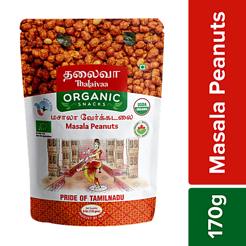 THALAIVAA ORGANIC SNACKS Masala Peanuts - Spicy & Crunchy, No Preservatives, 170 g  