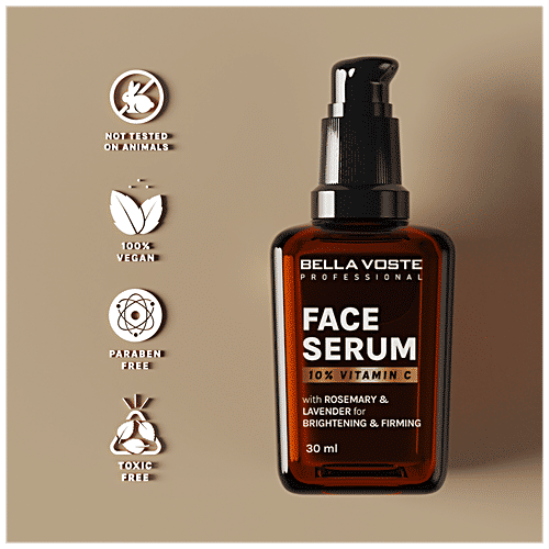 Bella Voste Professional Face Serum - 10% Vitamin-C, With Rosemary & Lavender For Brightening & Firming, 30 ml  