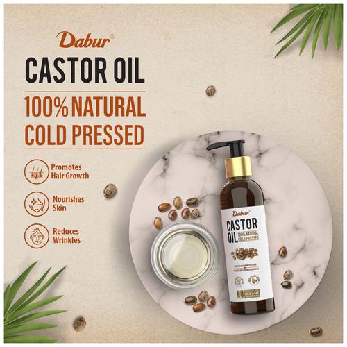 Buy Dabur Castor Oil - 100% Natural, Cold-Pressed, Hydrates Skin ...