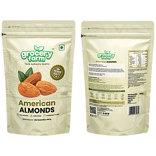 Grocery Farm American Almonds - 100% Natural, Premium & Healthy, No Additives, 200 g  