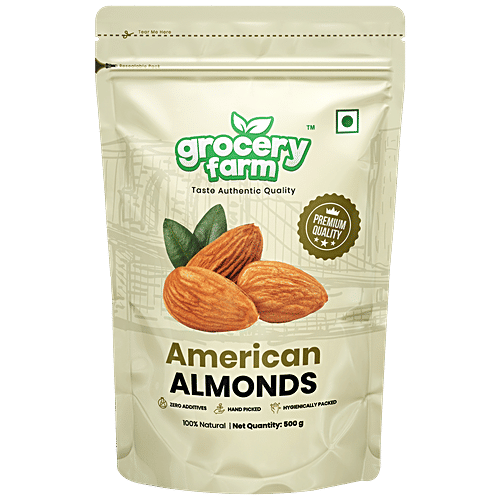 Grocery Farm American Almonds - 100% Natural, Premium & Healthy, No Additives, 200 g  