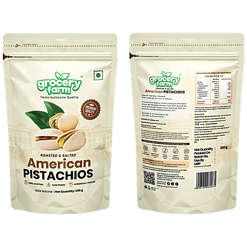 Grocery Farm American Pistachios - Roasted & Salted, Natural, Premium, No Additives, 200 g  