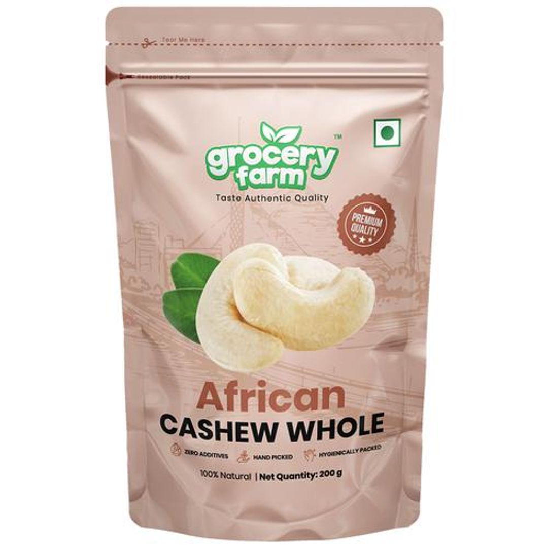 Grocery Farm African Cashew Whole - 100% Natural, Premium & Healthy, No Additives, 200 g 