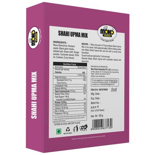 Moko Foods Shahi Upma Mix - Ready To Cook, No Added Colours & Preservatives, 150 g Box 