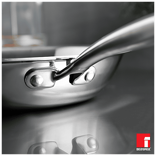 Bergner Tri-Pro Triply Stainless Steel Frypan - 3 Layer, Induction Base, With Lid, 24 cm, 1.95 l