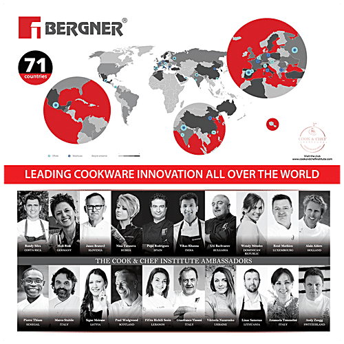 Bergner Tri-Pro Triply Stainless Steel Kadai - 3 Layer, Induction Base, With Lid, 26 cm, 3.95 L  