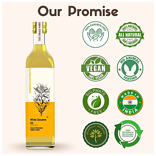 Essentia Extracts White Sesame Oil - Pure, Cold Pressed, 500 ml