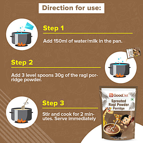 bb Gooddiet Sprouted Ragi Powder Porridge, 250 g  