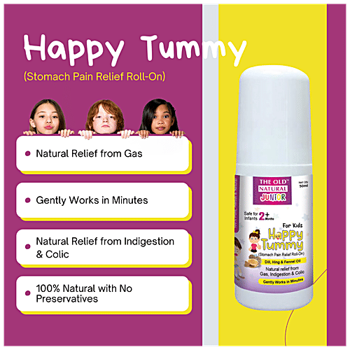 The Old Natural Tummy Roll on - For Kids, Free From Colic Relief, Digestion, Pain, Blend Of Hing & Ginger Oil, 50 ml  