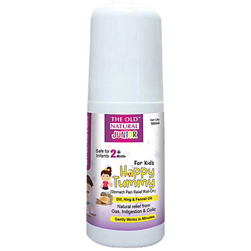 The Old Natural Tummy Roll on - For Kids, Free From Colic Relief, Digestion, Pain, Blend Of Hing & Ginger Oil, 50 ml  