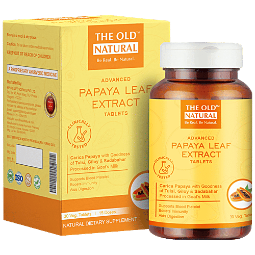 Buy The Old Natural Papaya Leaf Extract Tablets With Tulsi, Giloy, In