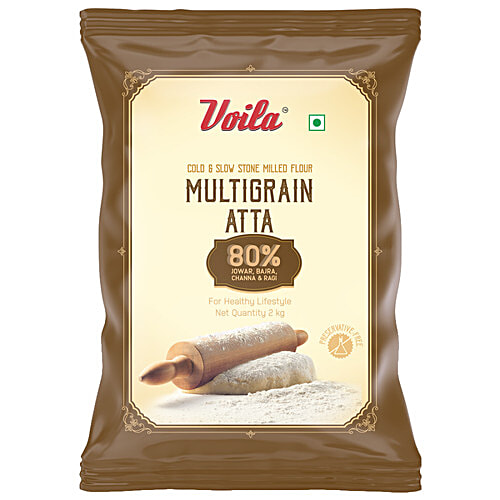 VOILA Multigrain Atta - 80% Jowar, Bajra, Chana & Ragi, Preservative Free, 2 kg