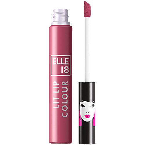 Elle 18 Lit Lip Colour Matte Liquid Lipstick, 5.6 ml Mauve Opera Lightweight Matte Formula, Soft & Comfortable