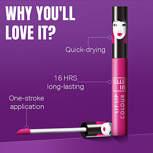 Elle 18 Lit Lip Colour Matte Liquid Lipstick, 5.6 ml Mauve Opera Lightweight Matte Formula, Soft & Comfortable