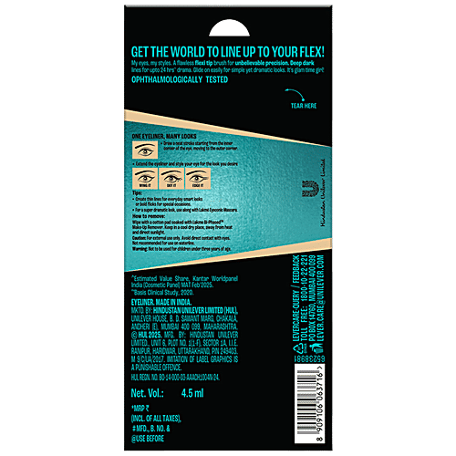 Lakme Eyeconic Eye Liner, 4.5 ml Medium Brown 24H Long Wear, Flexi Tip Brush, Smudgeproof & Waterproof