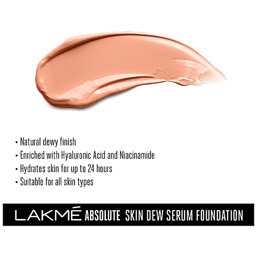 Lakme Absolute - Skin Dew Serum Foundation, Nourished & Hydrated, 30 g Cool Rose 
