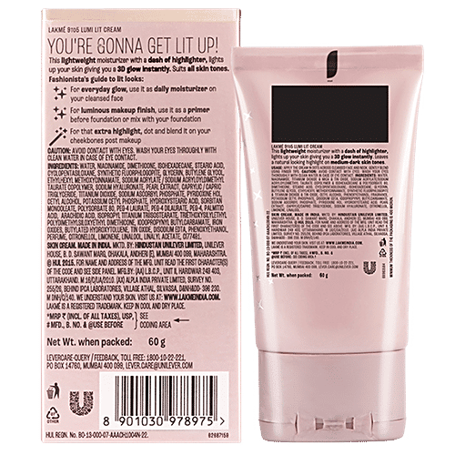 Lakme Lumi Skin - Moisturiser With Highlighter, Non-Greasy, 60 g  