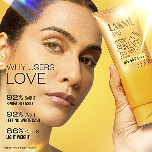 Lakme 9To5 Sun Expert Tint Hint Sunscreen SPF 50 PA+++, 100 ml  For Even-Toned Skin, Non-Sticky Texture, For All Skin Types