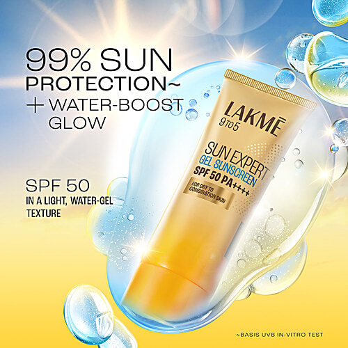 Lakme Sun Expert Gel Sunscreen - SPF 50 PA++++, 50 g  Niacinamide, Water-Light, For Normal To Oily Skin, No White Cast