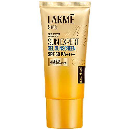 Lakme Sun Expert Gel Sunscreen - SPF 50 PA++++, 50 g  Niacinamide, Water-Light, For Normal To Oily Skin, No White Cast