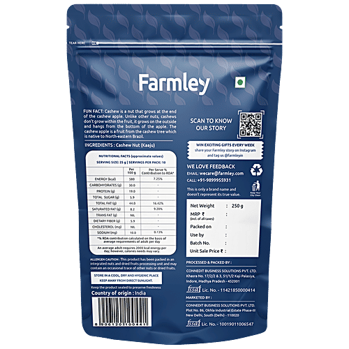 Farmley Premium Cashews, 250 g  