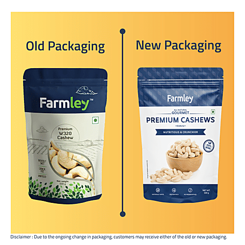 Farmley Premium Natural Cashews - Mangalore Origin Raw Kaju, Rich In Vitamins & Minerals, Perfect Dry Fruits Snack, 500 g  