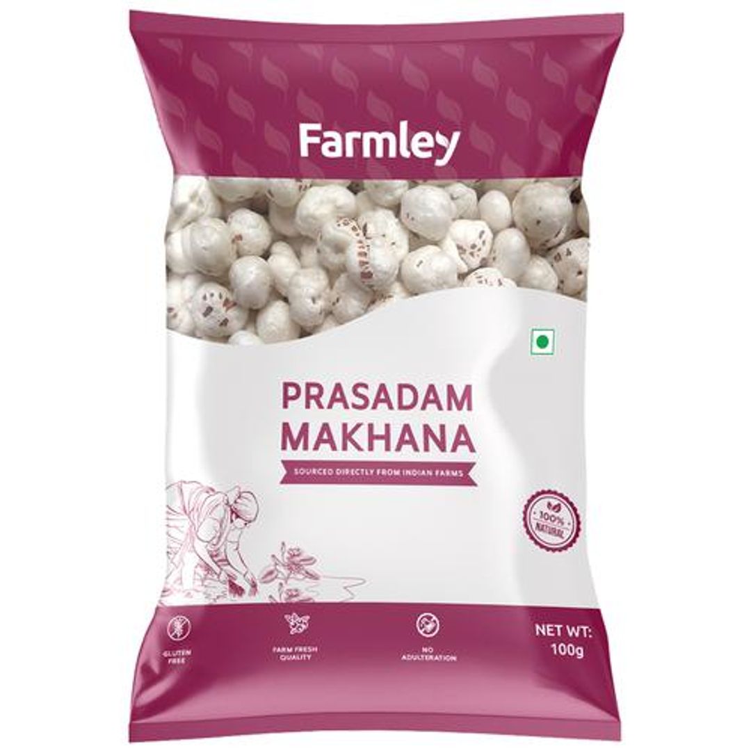 Farmley Prasadam Makhana Fox Nuts - Big Size Phool Makhana, Rich In Protein, Indian Snacks, 100 g 