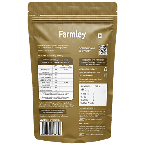 Farmley Green Long Raisin - Enriched With Vitamin A, Improves Eye Sight, Digestion, 500 g  