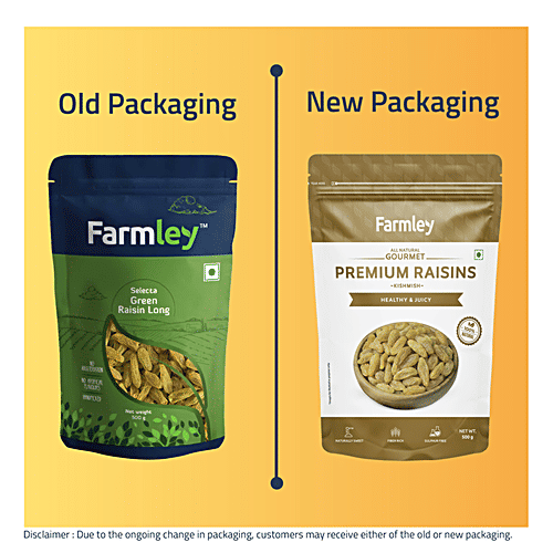 Farmley Green Long Raisin - Enriched With Vitamin A, Improves Eye Sight, Digestion, 500 g  