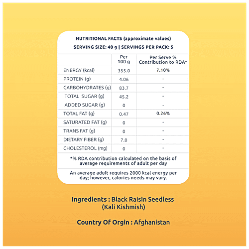 Farmley Selecta Seedless Black Raisins - Naturally Sweet, Rich In Vitamins, Perfect Snack, 200 g