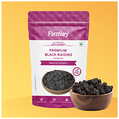 Farmley Selecta Seedless Black Raisins - Naturally Sweet, Rich In Vitamins, Perfect Snack, 200 g