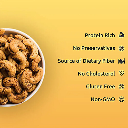 Farmley Black Pepper Roasted Cashews Kaju Snacks - Rich In Protein, Crunchy & Delicious, 200 g