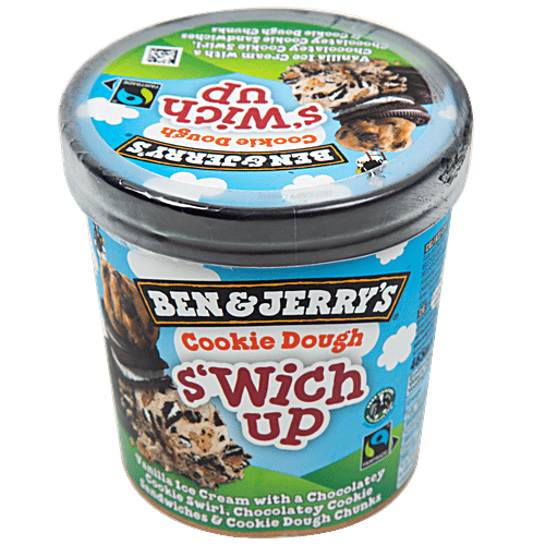Ben & Jerry's Cookie Dough S'Wich Up Ice Cream, 465 ml  Chocolatey Cookie Dough Chunks
 Creamy Vanilla Ice Cream