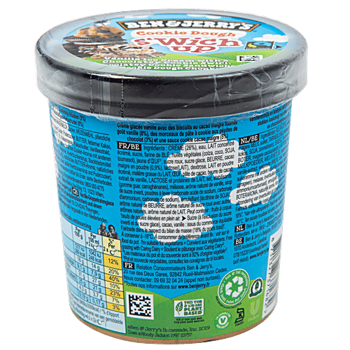 Ben & Jerry's Cookie Dough S'Wich Up Ice Cream, 465 ml  Chocolatey Cookie Dough Chunks
 Creamy Vanilla Ice Cream
