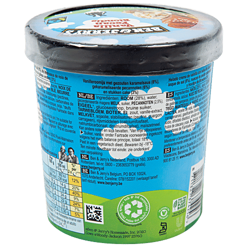 Ben & Jerry's Vanilla Ice Cream - With Pecan, Blondie Brownie Chunks & Salted Caramel Swirls, 465 g