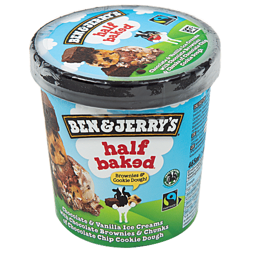 Ben & Jerry's Half Baked Brownies & Cookie Dough Ice Cream, 465 g Irresistible Dessert
Premium Quality Ingredients