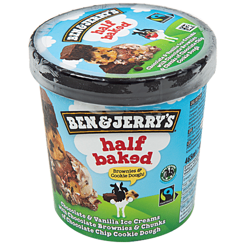 Ben & Jerry's Half Baked Brownies & Cookie Dough Ice Cream, 465 g Irresistible Dessert
Premium Quality Ingredients