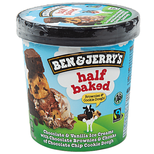 Ben & Jerry's Half Baked Brownies & Cookie Dough Ice Cream, 465 g Irresistible Dessert
Premium Quality Ingredients